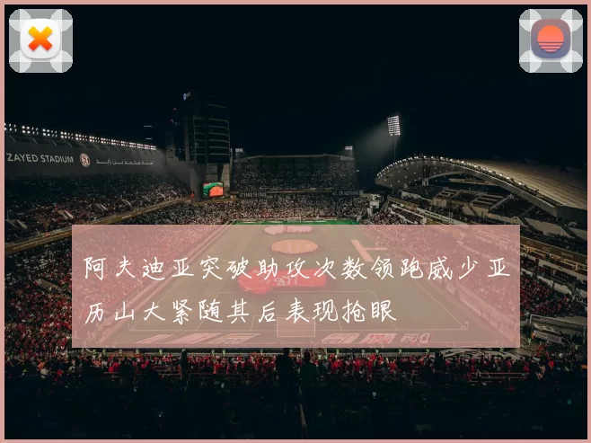 阿夫迪亚突破助攻次数领跑威少亚历山大紧随其后表现抢眼